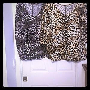 2- 3/4 sleeve animal print 100% cotton shirts